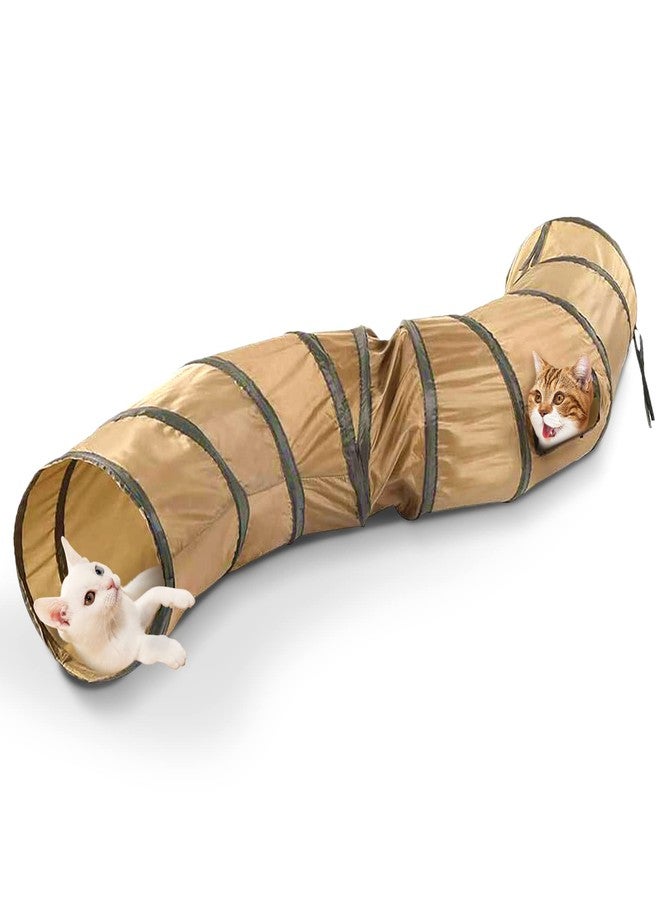 SunGrow Collapsible Tunnel for Cat, 47.2" x 9.8" Lightweight Polyester with Steel Frame Tube, Includes Carrying Case, Cat Accessories and Supplies, Brown and Black - Image 1